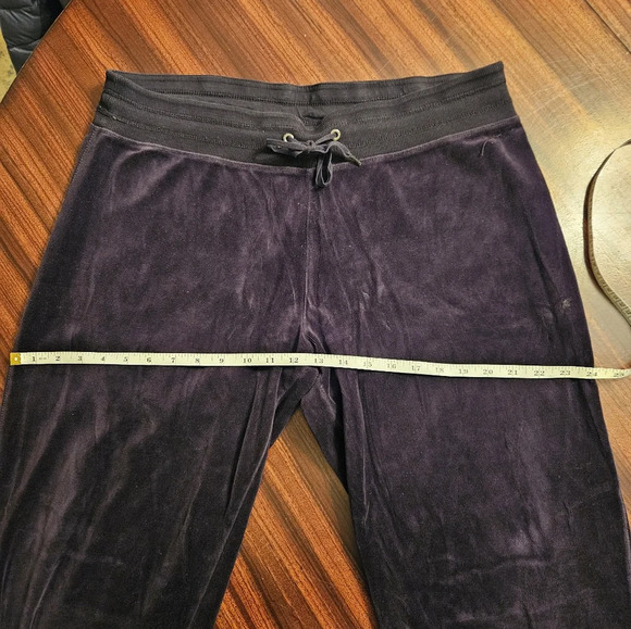 Calvin Klein Black Velvet Wide Leg Pull On Athleisure Pants Cottom Blend L GUC - Picture 8 of 11